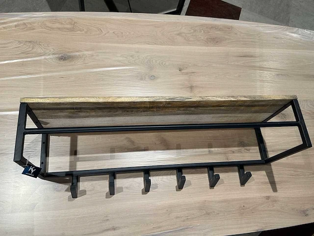 Kapstok - hout + zwart metaal - afbeelding 1 van  4