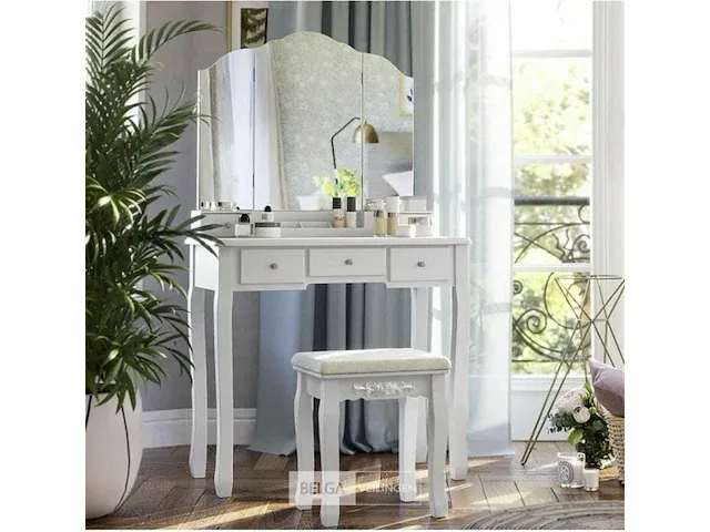 Kaptafel – elegant – hout – wit - 80x40x137 - afbeelding 2 van  3