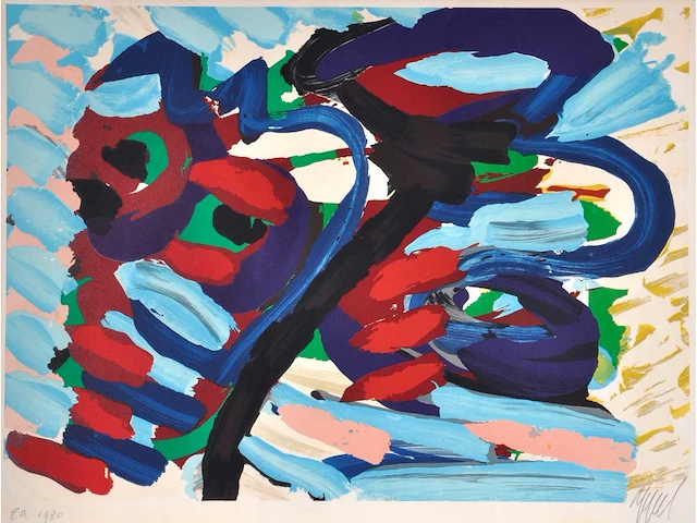Karel appel - loving heads - litho - afbeelding 1 van  5