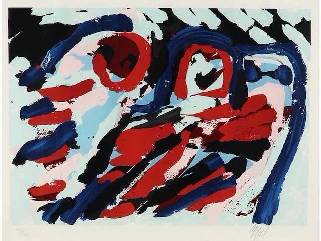 Karel appel - three smiling faces - litho - afbeelding 1 van  5