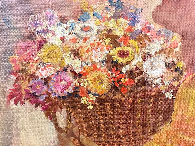 Karel van belle - madonna in bloemenkrans - olie op doek - afbeelding 12 van  14