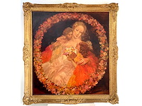 Karel van belle - madonna in bloemenkrans - olie op doek - afbeelding 1 van  14
