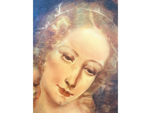 Karel van belle - madonna in bloemenkrans - olie op doek - afbeelding 10 van  14