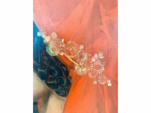Karel van belle - portret van dame met bloemen - olie op doek - afbeelding 6 van  9