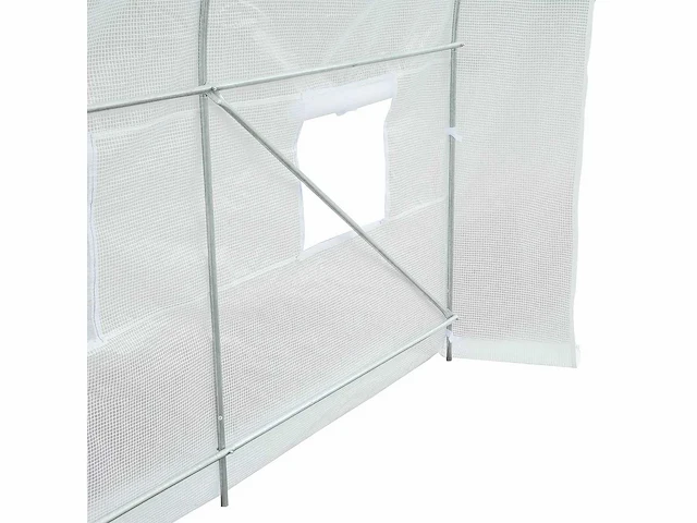 Kas tunnel vloeroppervlak 7 m² 3,5l x 2w x 2h m frame versterkt buisvormig 18 mm 6 ramen wit - afbeelding 6 van  8