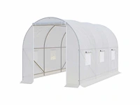 Kas tunnel vloeroppervlak 7 m² 3,5l x 2w x 2h m frame versterkt buisvormig 18 mm 6 ramen wit - afbeelding 8 van  8
