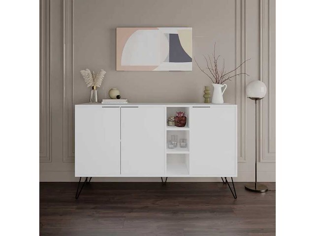 Kast met witte melamine houten planken - afbeelding 4 van  6