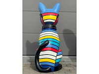 Kat met bril multicolor streepjes - afbeelding 2 van  4