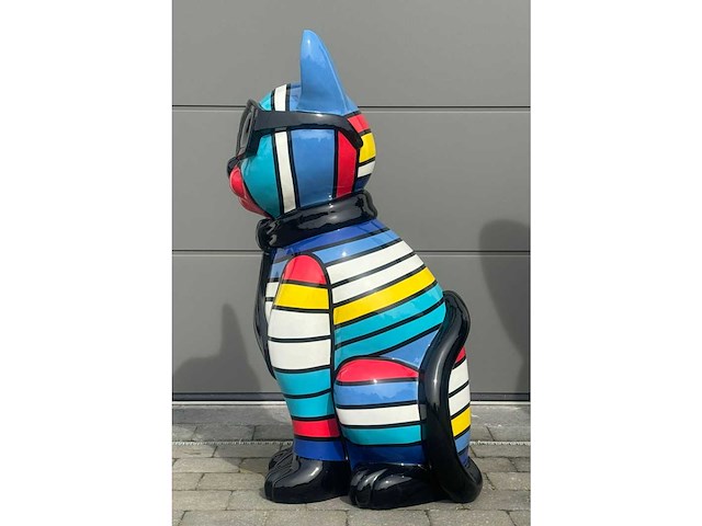 Kat met bril multicolor streepjes - afbeelding 3 van  4