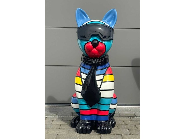 Kat met bril multicolor streepjes - afbeelding 4 van  4