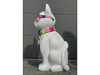 Kat met bril wit/multicolor - afbeelding 3 van  4
