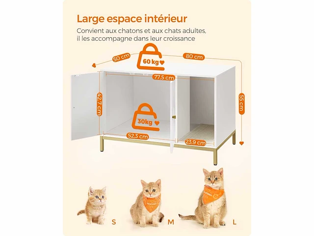 Kattenmeubels - wit en goud - afbeelding 5 van  5