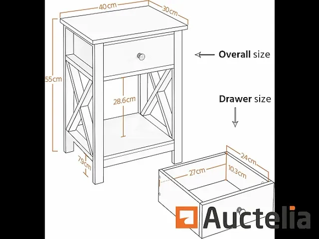 Kavel van 2 tafels van bedside in wood, tafel van de nacht - afbeelding 3 van  9