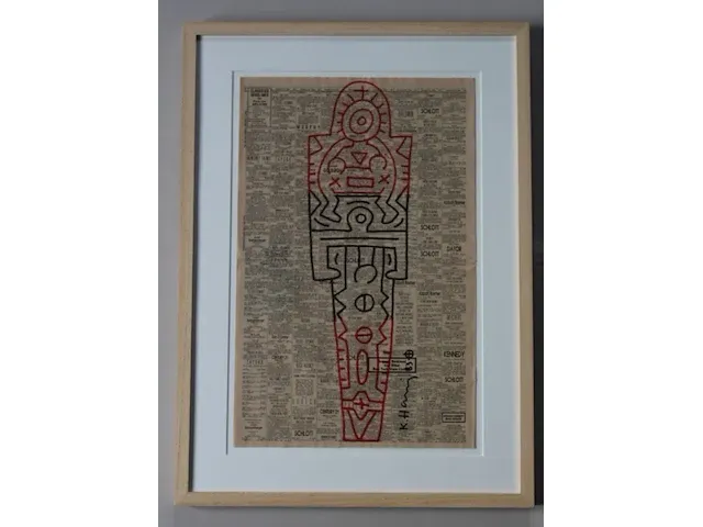 Keith haring - origineel op krant - afbeelding 2 van  4