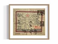 Keith haring - originele tekening op krant - afbeelding 1 van  1