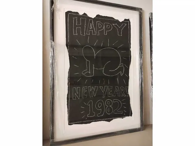 Keith haring subway drawing “happy new year “ - afbeelding 3 van  5
