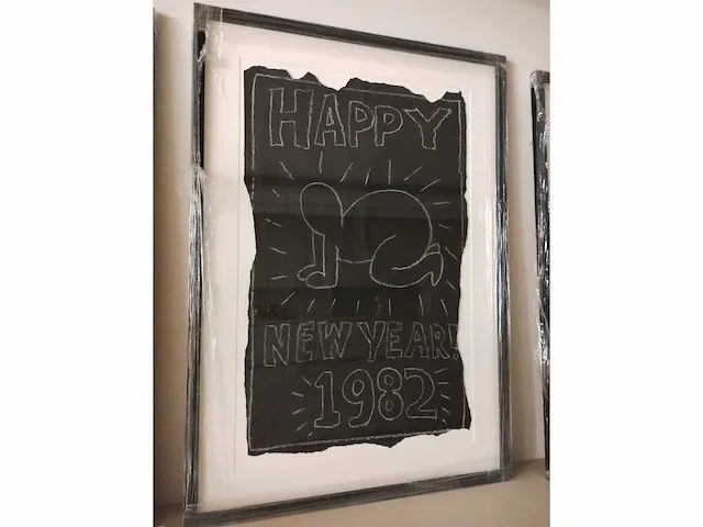Keith haring subway drawing “happy new year “ - afbeelding 5 van  5