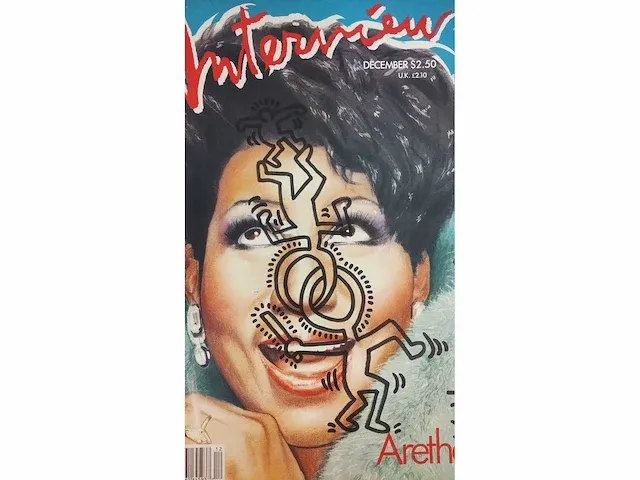Keith haring tekening op een andy warhol magazine - afbeelding 2 van  6