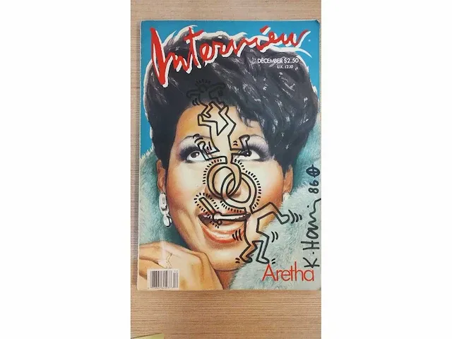 Keith haring tekening op een andy warhol magazine - afbeelding 3 van  6