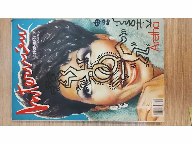 Keith haring tekening op een andy warhol magazine - afbeelding 3 van  6