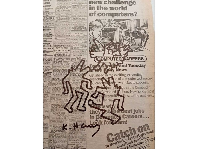 Keith haring viltstift tekening (after) - afbeelding 1 van  2