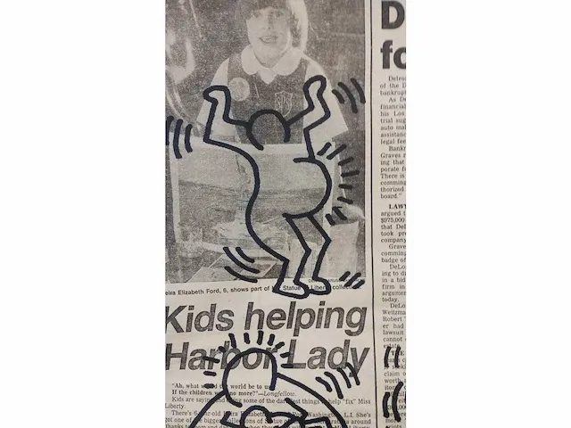 Keith haring viltstift tekening op krant (after) - afbeelding 3 van  7