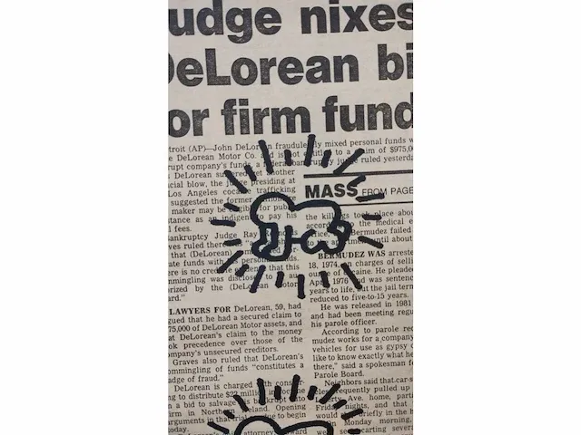 Keith haring viltstift tekening op krant - afbeelding 5 van  7