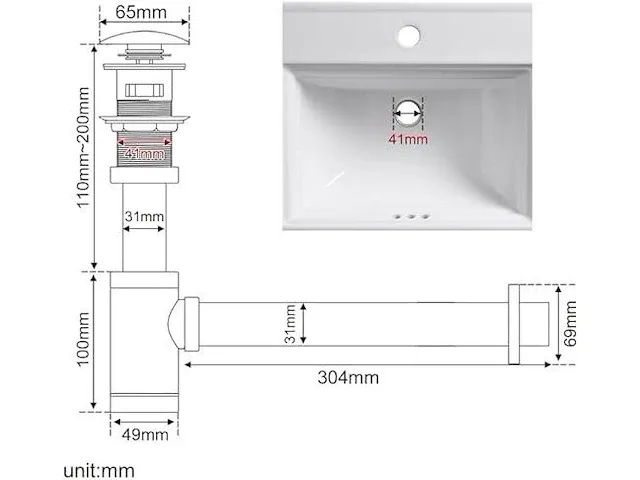 Keokbon badkamer wastafel afvoergarnituur - afbeelding 2 van  2