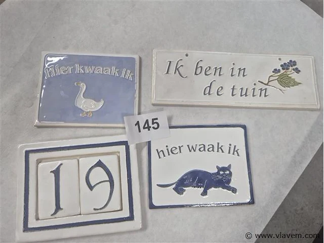Keramieken plaatjes 4 stuks - afbeelding 1 van  3