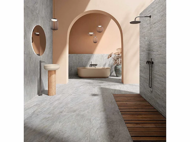 Keramische tuintegel 130,3m2 quarziet grijs 60x60cm gerectificeerd - afbeelding 3 van  4