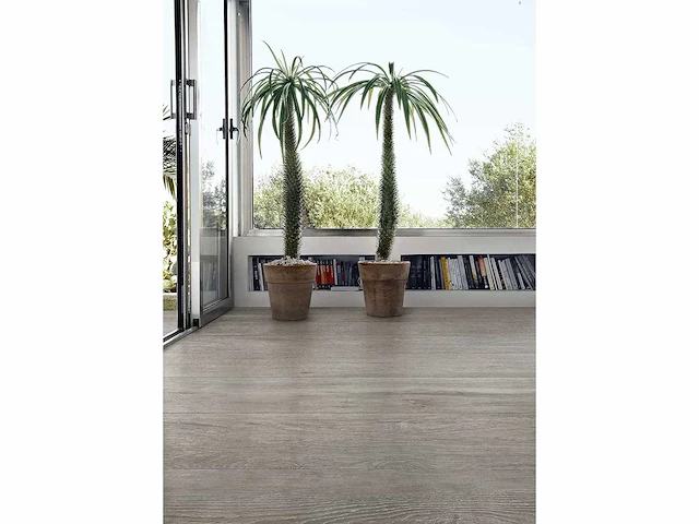 Keramische tuintegel 57,6m2 eiken grijs 40x120cm gerectificeerd - afbeelding 2 van  3