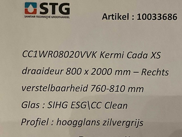 Kermi cada xs draai-rechts douchedeur - afbeelding 1 van  3