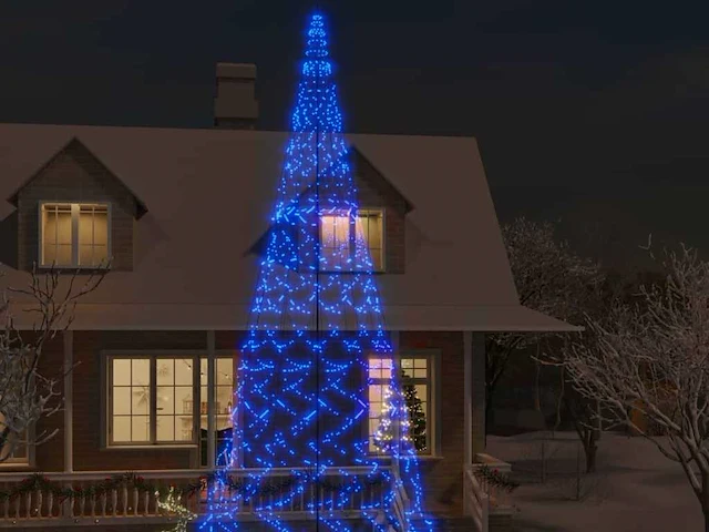 Kerstboom op vlaggenmast 3000 blauwe led's 800 cm - afbeelding 1 van  20