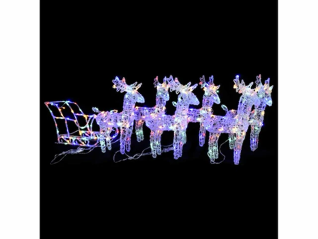 Kerstdecoratie rendier en slee 320 led acryl - levering enkel in belgië - afbeelding 1 van  10