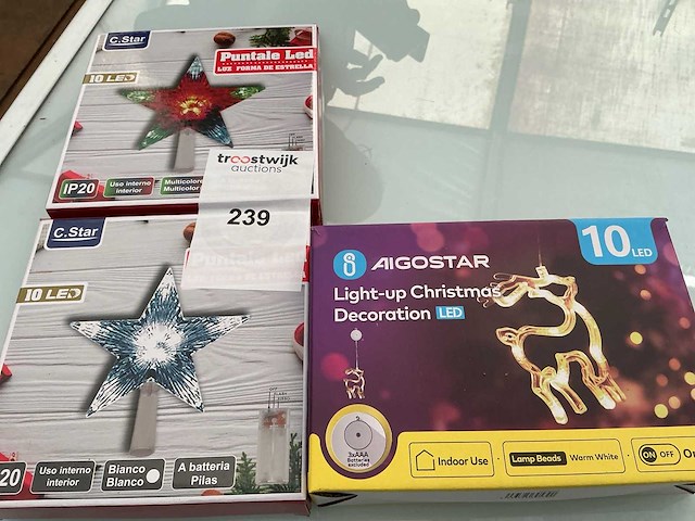 Kerst,ledster decoratie. (3x) - afbeelding 1 van  1