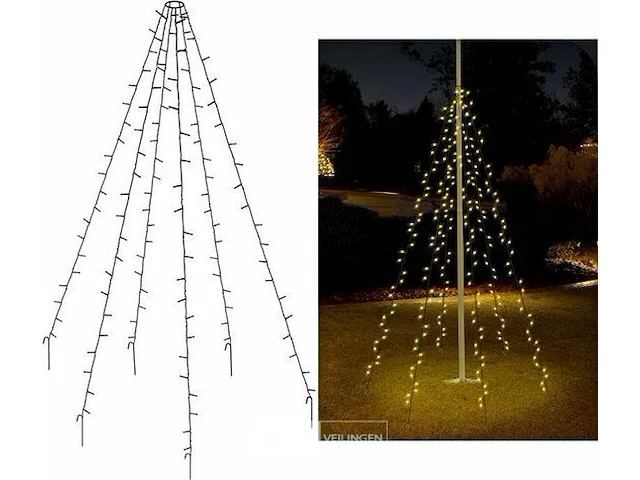 Kerstverlichting vlaggemast - afbeelding 1 van  4