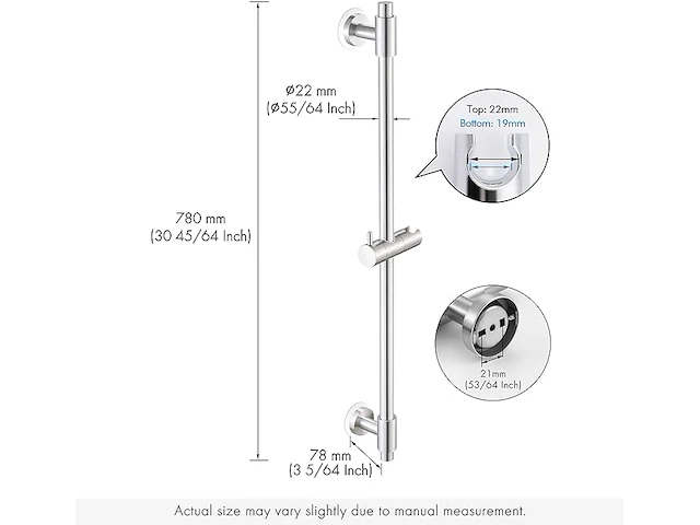 Kes doucheglijstang 30-inch - afbeelding 2 van  3