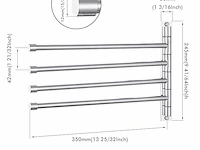 Kes sus304 roestvrij staal 4-bar draaibaar handdoekenrek - afbeelding 2 van  2