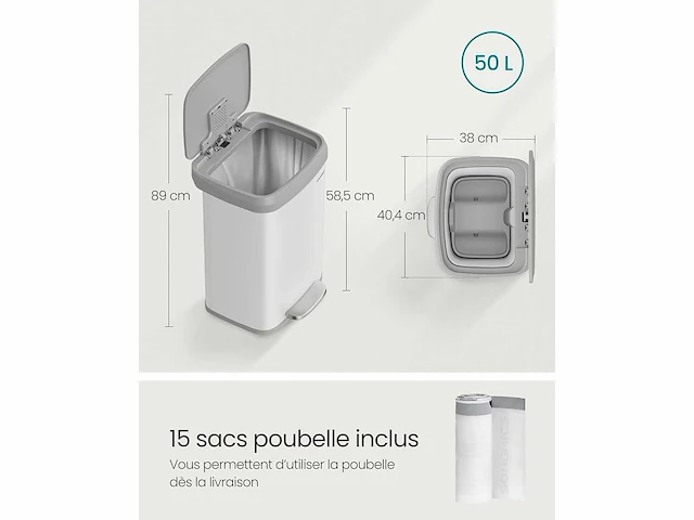Keuken prullenbak - 50 liter - afbeelding 5 van  6