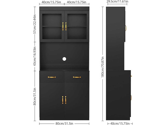 Keukendressoir, keukenkast, 2 verstelbare planken - afbeelding 3 van  8