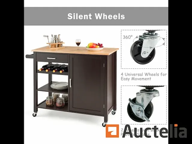 Keukeneiland roltafel met wielen - afbeelding 1 van  5