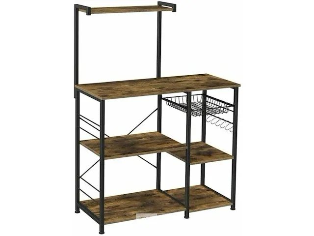 Keukenkast - industrieel - hout - bruin/zwart - 40x90x132 - afbeelding 1 van  3
