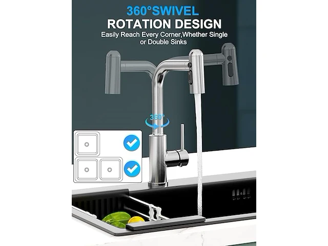 Keukenkraan met uitschuifbare sproeier - afbeelding 3 van  3