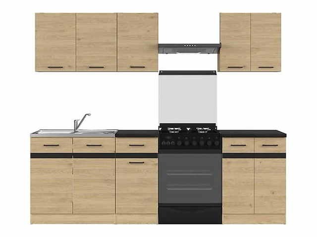 Keukenopstelling junona bernstein eik 180-240 cm met spoelbak - afbeelding 1 van  10