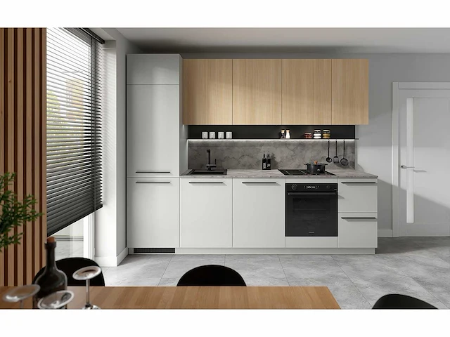 Keukenopstelling milino medium a 285 cm grijs/eik met werkblad - afbeelding 1 van  8