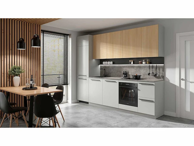 Keukenopstelling milino medium a 285 cm grijs/eik met werkblad - afbeelding 2 van  8