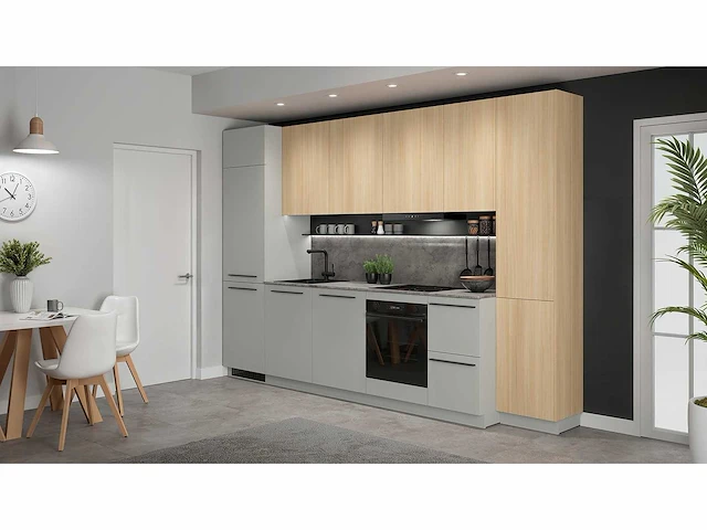 Keukenopstelling milino medium b 332 cm grijs/eik met werkblad - afbeelding 2 van  7