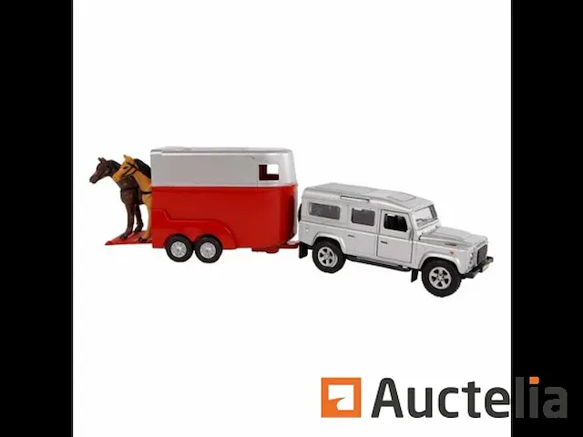 Kids globe die-cast land rover met paardentrailer 1:32 - afbeelding 1 van  2