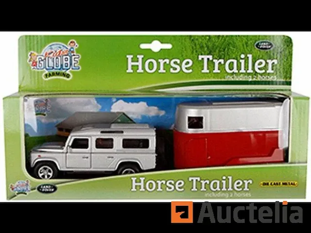 Kids globe die-cast land rover met paardentrailer 1:32 - afbeelding 2 van  2