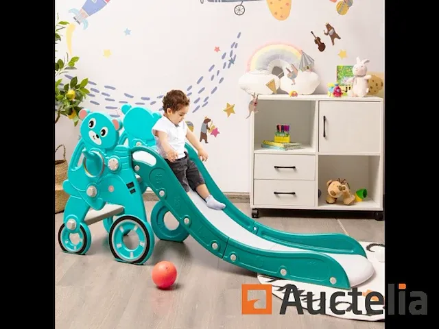 Kinder 3-in 1 glijbaan met basketbal hoepel - afbeelding 1 van  10